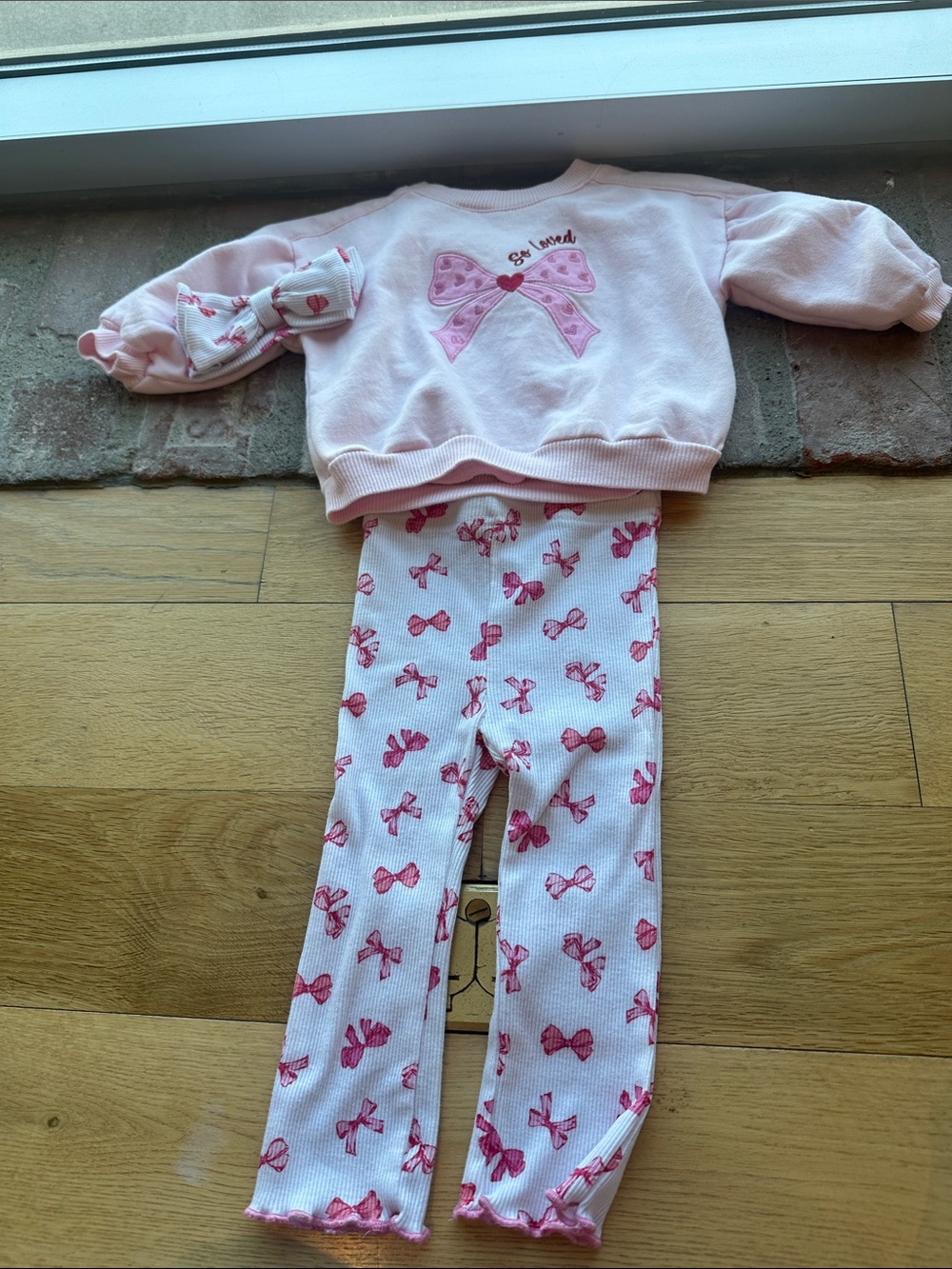 Toddler Pink Bow Two-Piece Set with Matching Headband